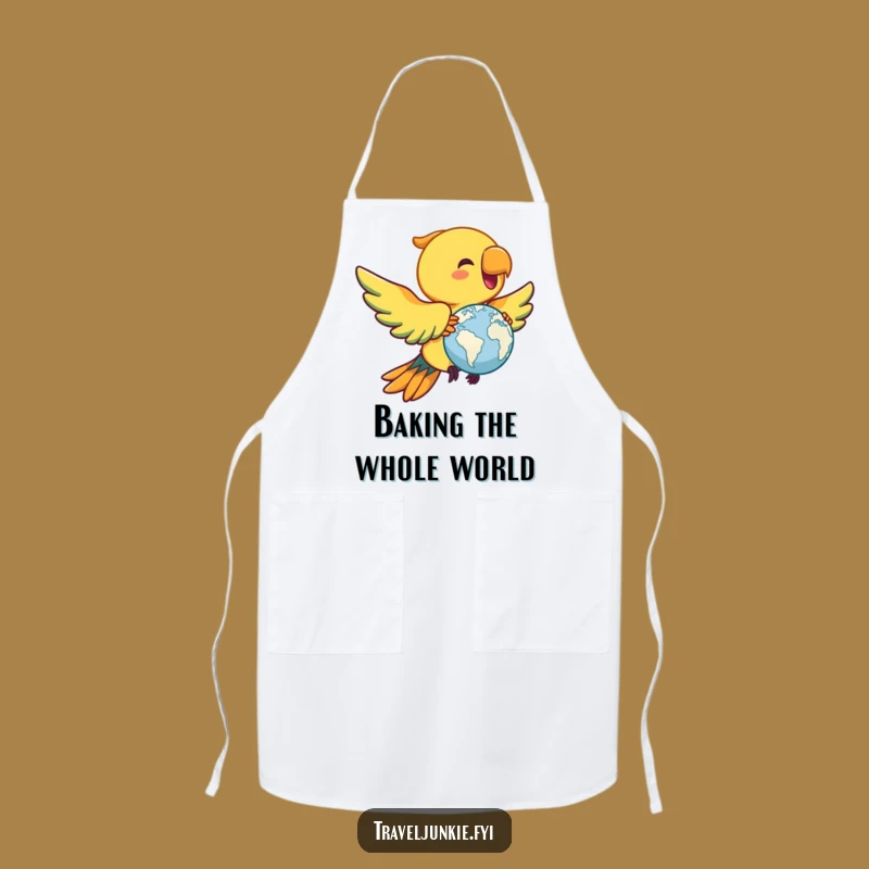 Funny Parrot Globe Apron: Cook with Exotic Flair!