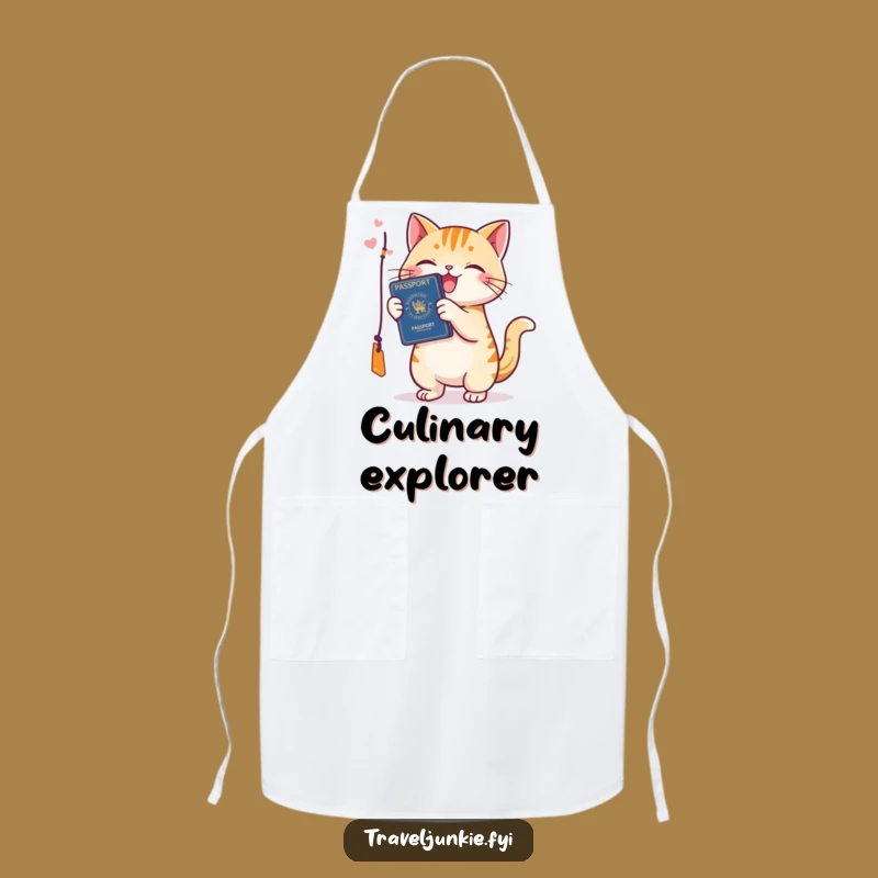 Funny Cat Passport Apron - Happy Chef Traveler Kitchen Gift