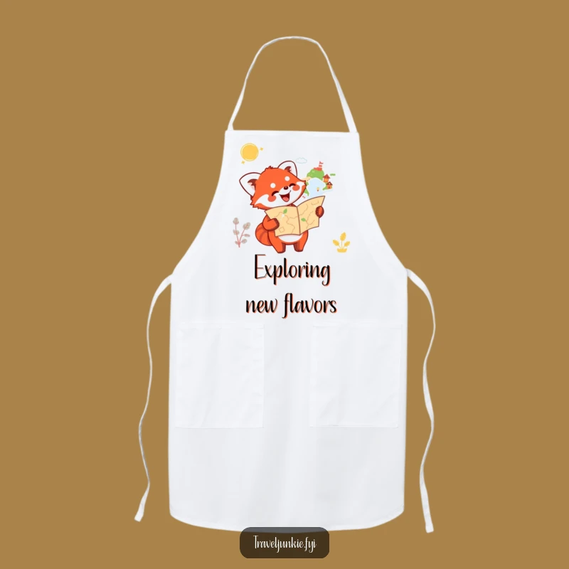 Funny Red Panda Map Apron: Durable Kitchen Wear for Adventurous Cooks, Explorer Chef Gift