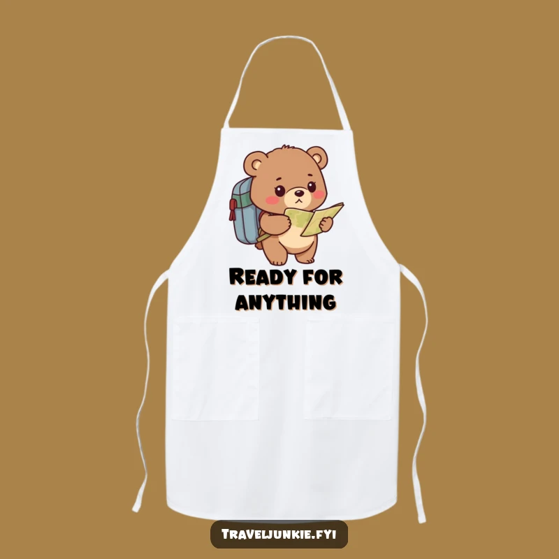 Funny Bear Explorer Kitchen Apron - Determined Chef's Hilarious Map Gift
