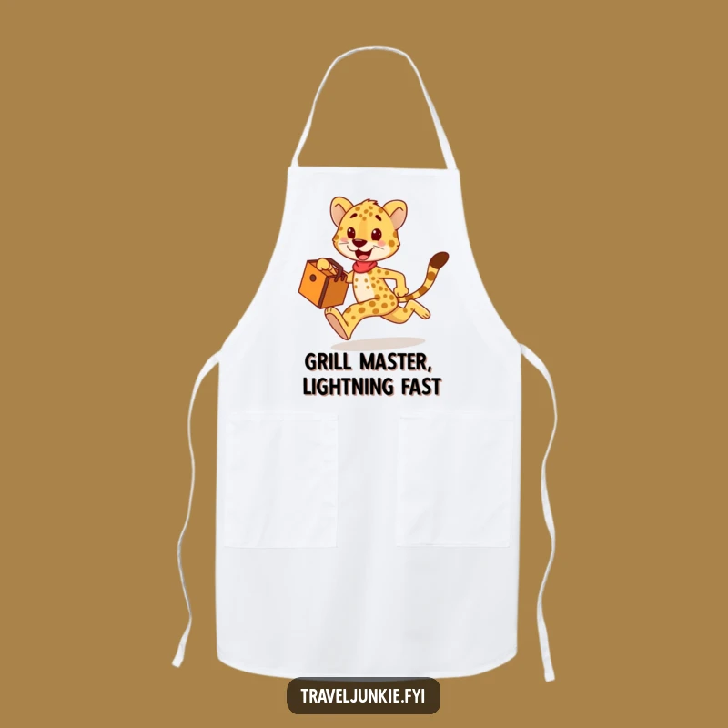 Funny Cheetah Travel Apron: Cook with Speedy Flair!