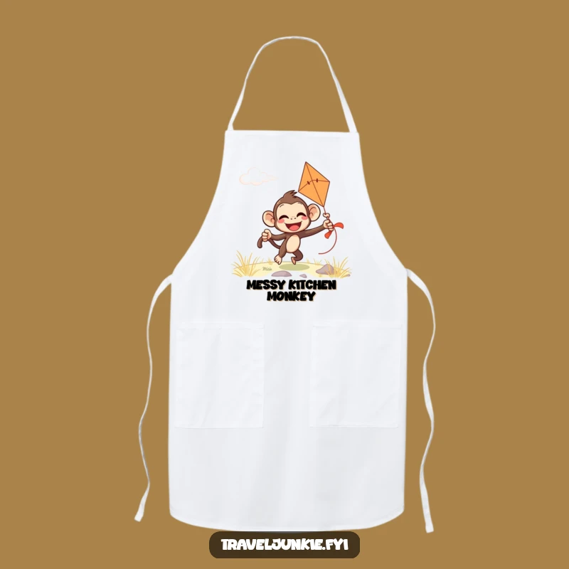 Funny Monkey Chef Apron: Giggling Kite Flyer Cooking Gift
