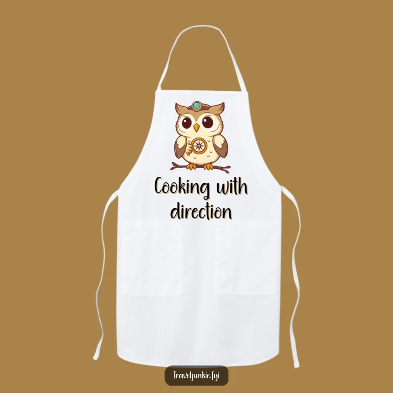 Funny Owl Navigator Apron: Chef's funny accessory with a determined bird, perfect funny gift