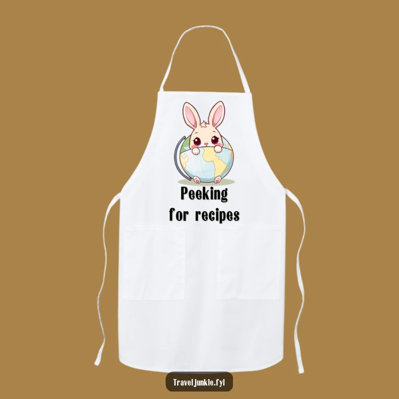 Funny Rabbit Globe Apron: Explore Your Kitchen with a Curious Peeking Bunny