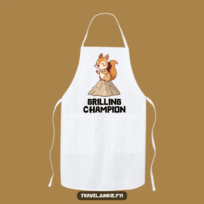 Funny Squirrel Mountain Hike Apron - Adventurous Chef Kitchen Gift