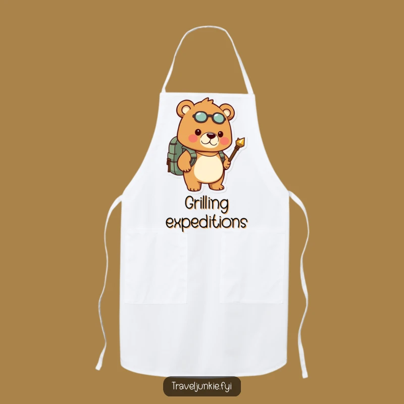Funny Determined Bear Hiking Apron: Hilarious Trail Chef Gear