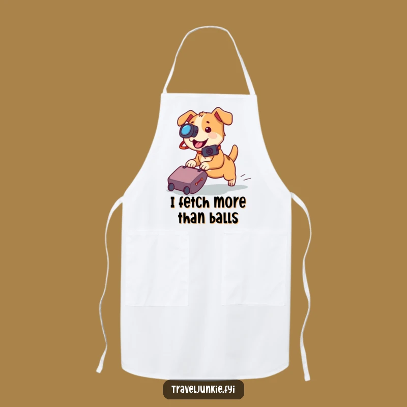 Funny Dog Camera Apron: Playful Suitcase Chase for Kitchen Adventures