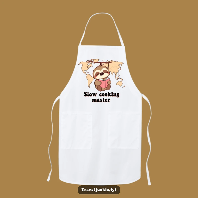 Funny Sloth World Map Apron: Cook Up Adventures, Slowly!