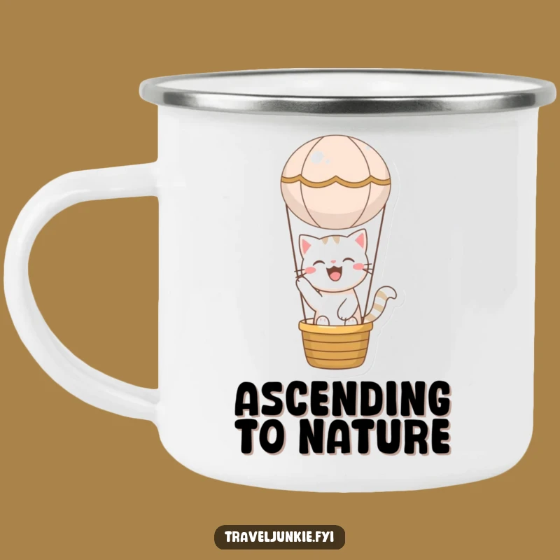 Funny Cat Balloon Campfire Mug - Joyful Adventure Outdoor Humor Gift