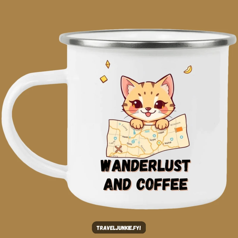 Funny Cat Camping Mug: Mischievous Character Cup for Outdoor Adventures