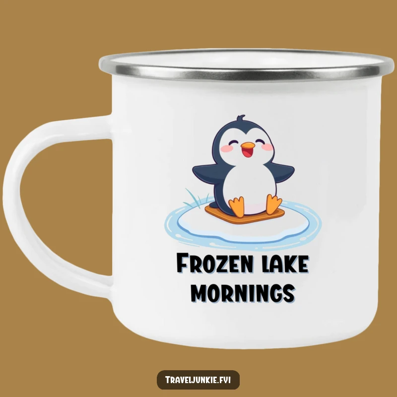 Funny Penguin Lake Slide Camping Mug - Joyful Fun, Perfect Funny Gift
