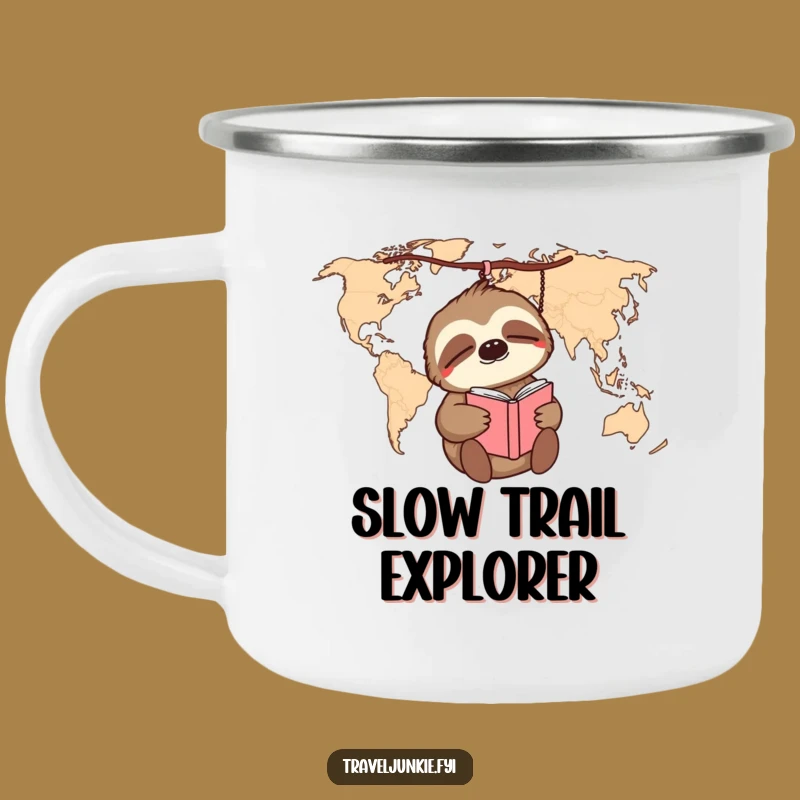 Funny Sloth World Map Camping Mug: Adventure at Your Own Pace!