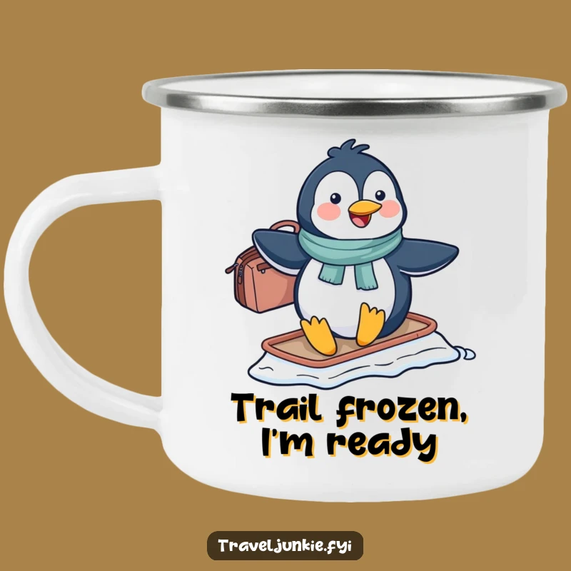 Funny Penguin Sliding Camping Mug: Rugged & Comical Outdoor Companion