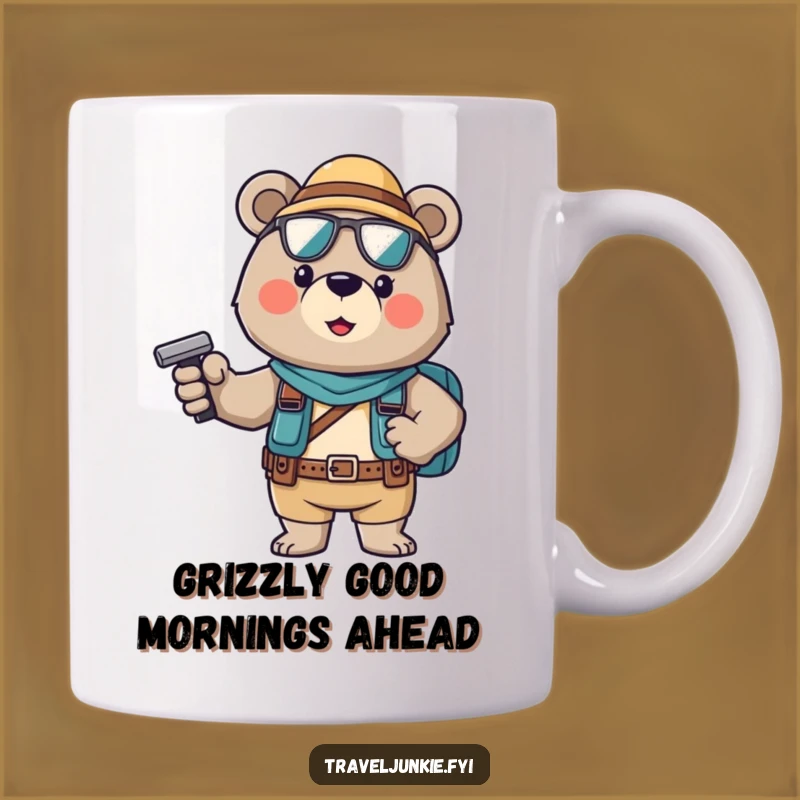 Funny Brave Bear Tourist Mug: Confident Pose, Perfect for Humor Lovers