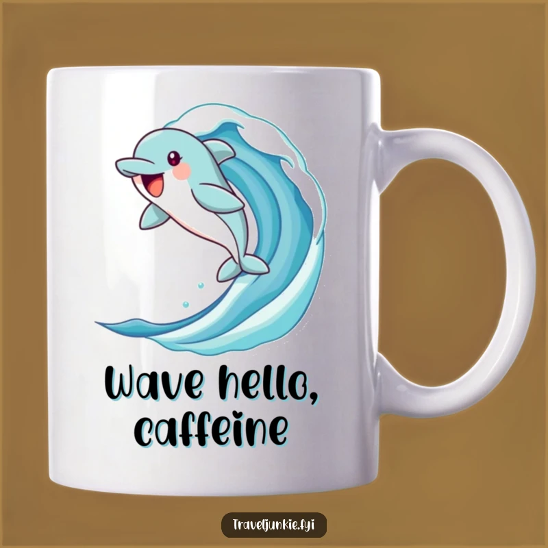 Funny Dolphin Wave Mug: Jubilant Character Gift for Ocean Lovers