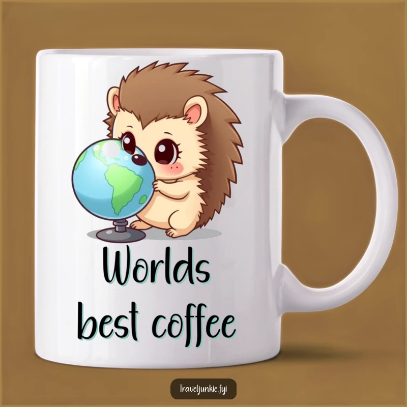 Funny Hedgehog Globe Mug - Curious Explorer Gift for Worldly Minds
