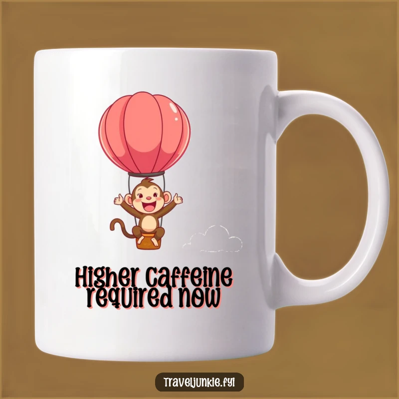 Funny Monkey Hot Air Balloon Mug - Ecstatic Bounce, Perfect Funny Gift