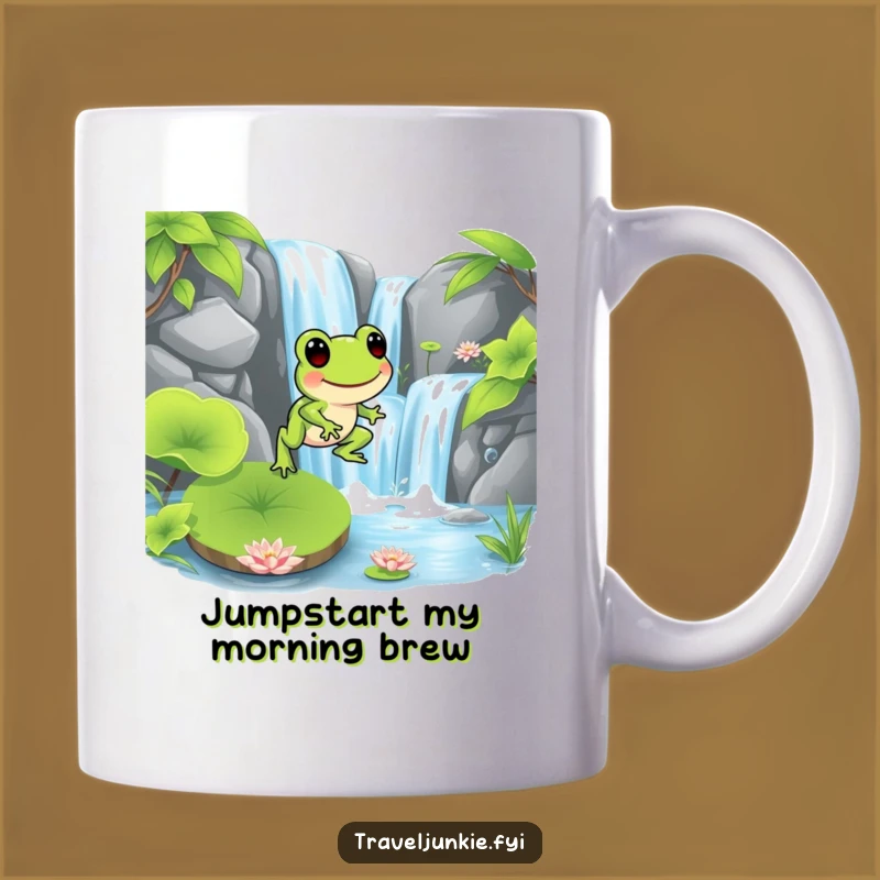 Funny Frog Hopping Mug: Lively Amphibian Gift for Nature Lovers