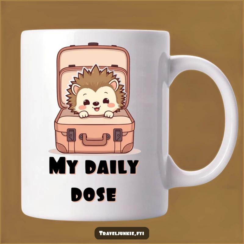 Funny Hedgehog Suitcase Mug: Hilarious Travel Gift for Curious Explorers