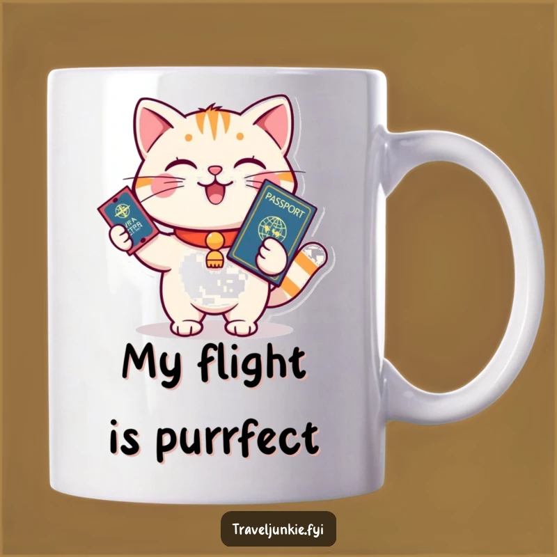 Funny Cat Traveler Mug: Passport Ready, Perfect Gift for Feline Adventurers