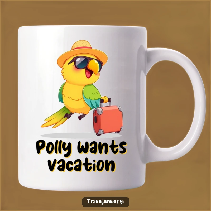 Funny Parrot Vacation Mug: Tropical Humor and Travel Vibes, Perfect Funny Gift