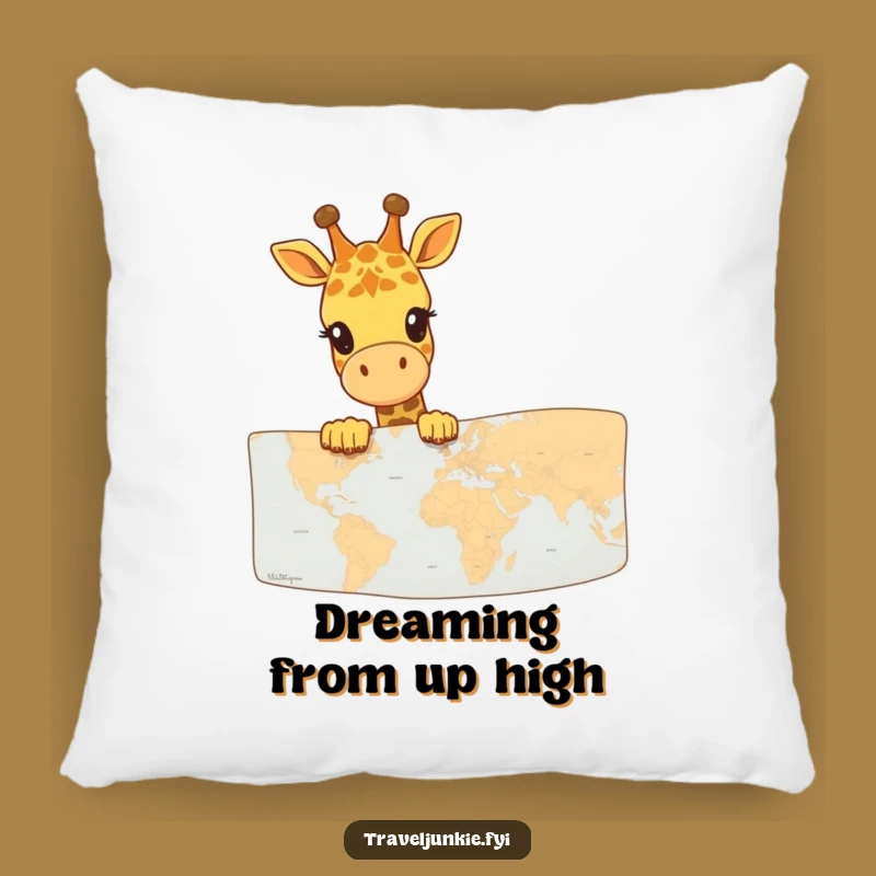 Funny Giraffe Map Explorer Pillow: Cozy cushion with a tall friend, ideal funny gift