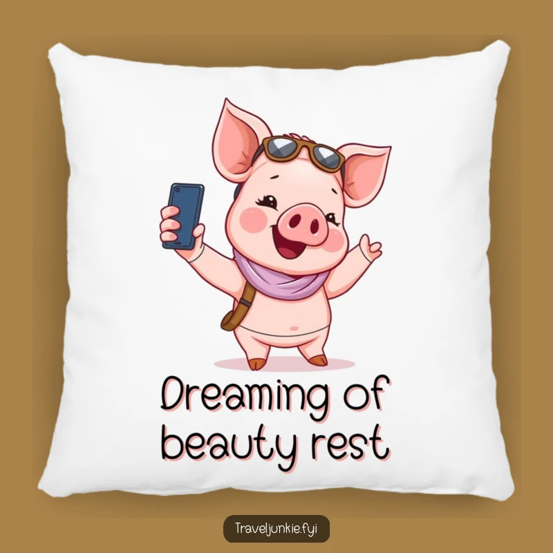 Funny Piglet Tourist Pillow: Comfy Selfies for Your Space