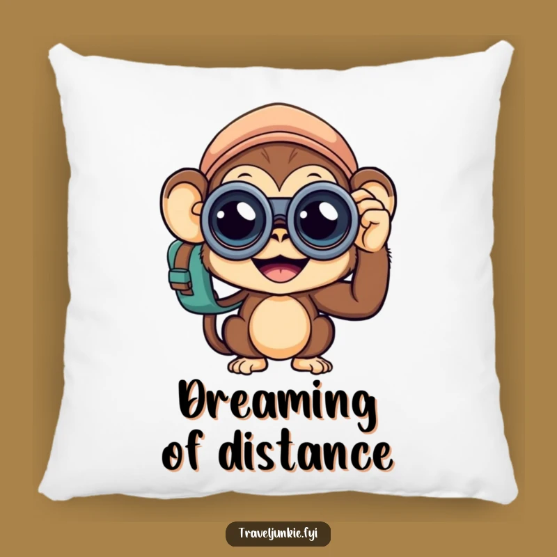 Funny Monkey Traveler Pillow: Comfy Curious Explorer, Cozy Home Decor Gift