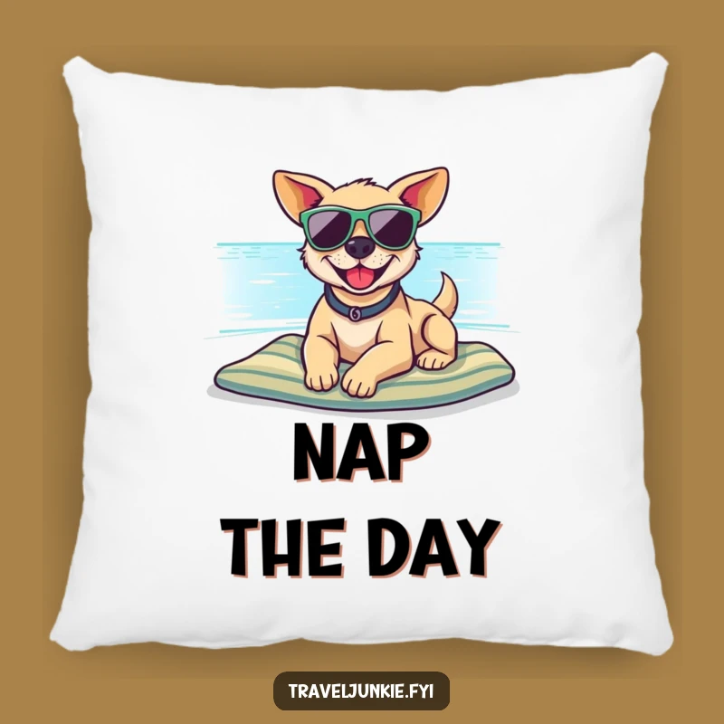 Funny Dog Sunglasses Beach Pillow - Cozy Pup Accent Gift