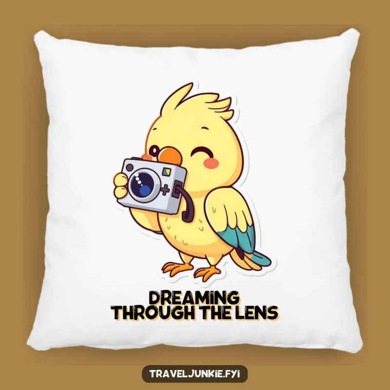 Funny Parrot Photo Pillow: Cozy Photographer's Accent, Cheerful Gift