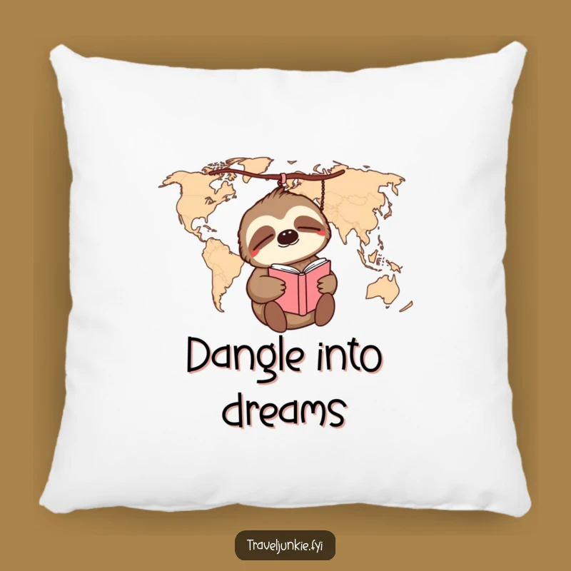 Funny Sloth World Map Pillow: Cuddle Up with Cozy Travel Humor!