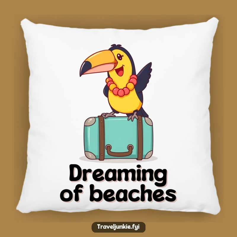 Funny Toucan Lei Pillow: Joyful Tropical Traveler Accent Pillow Gift!
