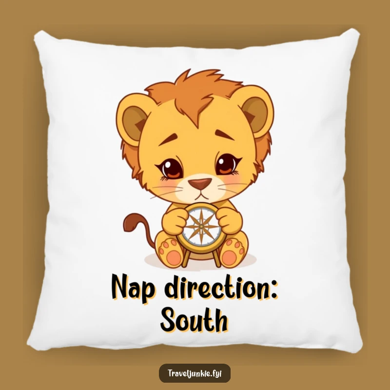 Funny Lion Cub Adventure Pillow: Comfy Humor for Your Cozy Space