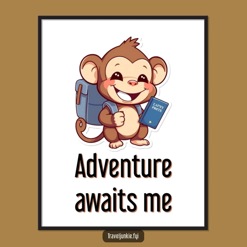 Funny Monkey Passport Digital Art A Hilarious Printable Gift For Decor