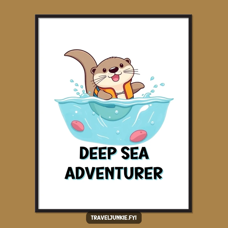 Funny Otter Life Vest Digital Print: Adventurous Dive Art!