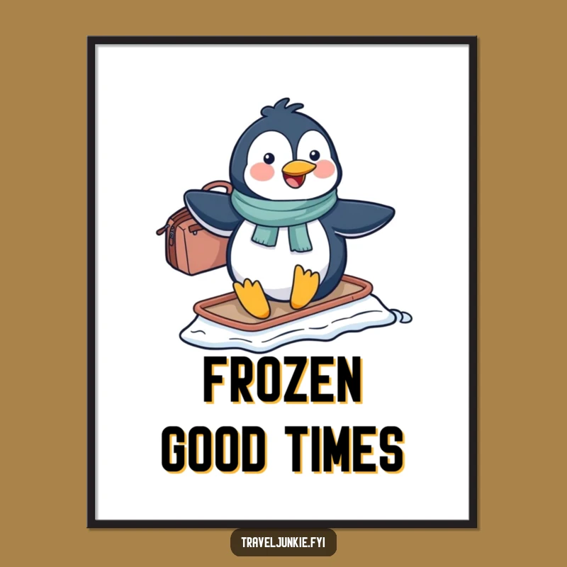 Funny Penguin Sliding Digital Art: Hilarious Arctic Instant Download