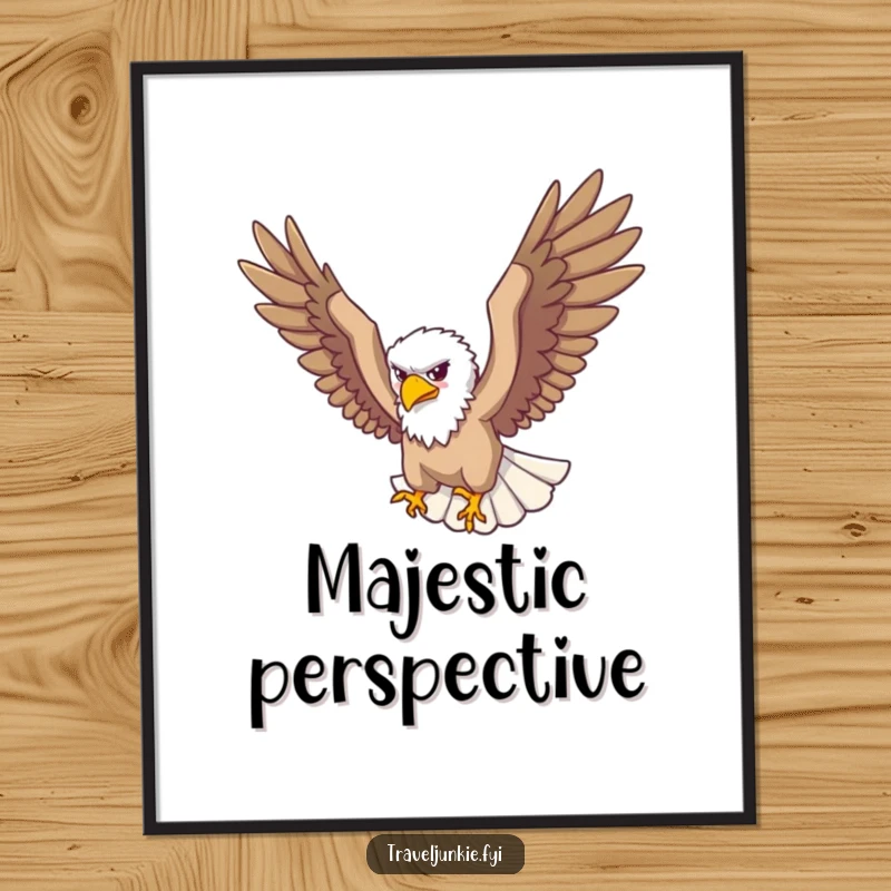 Funny Digital Art: A soaring eagle traveler looks down from above, bringing funny majesty to walls.