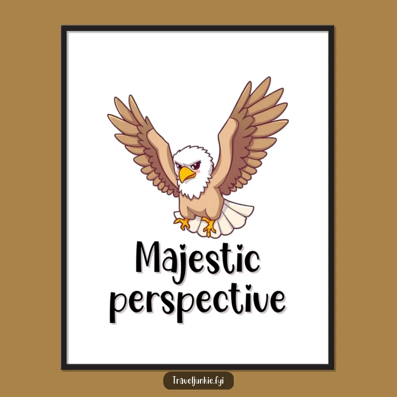 Funny Eagle Traveler Digital Art: Soaring Perspective for Walls