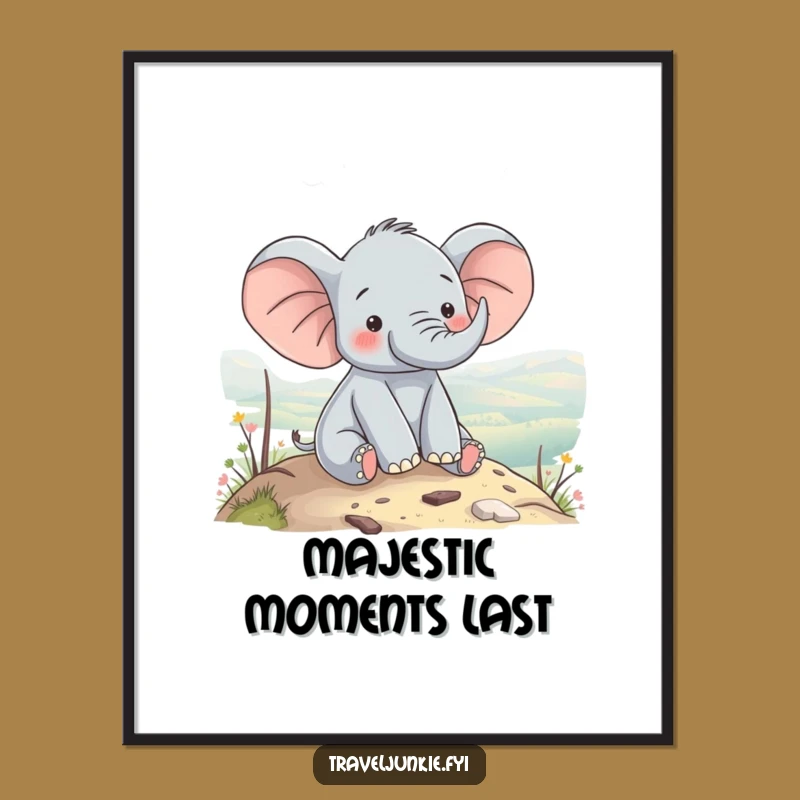 Funny Elephant View Digital Art: Serene Pachyderm Instant Download