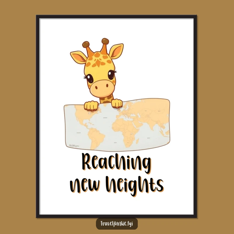 Funny Giraffe Map Explorer Digital Print: High-res art of a tall friend, perfect funny gift