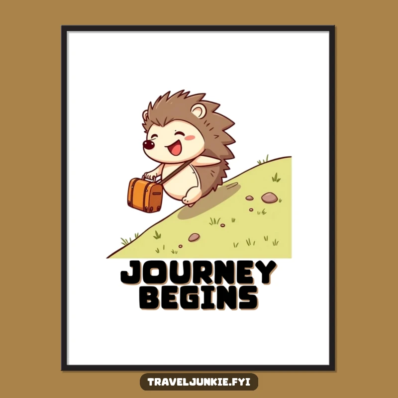Funny Hedgehog Suitcase Digital Art: Joyful Traveler Download Gift!