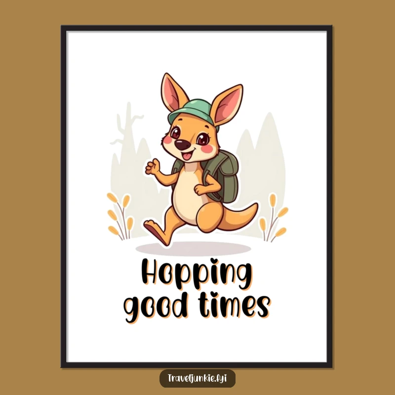 Funny Kangaroo Explorer Digital Art: Hopping Fun for Walls