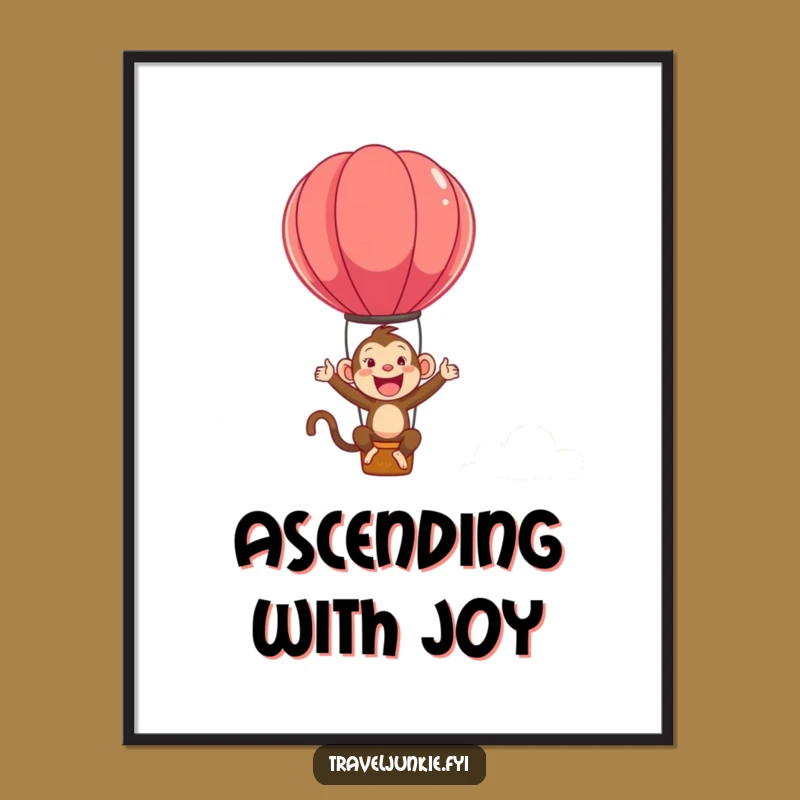 Funny Monkey Hot Air Balloon Digital Art - Ecstatic Bounce, Perfect Funny Gift
