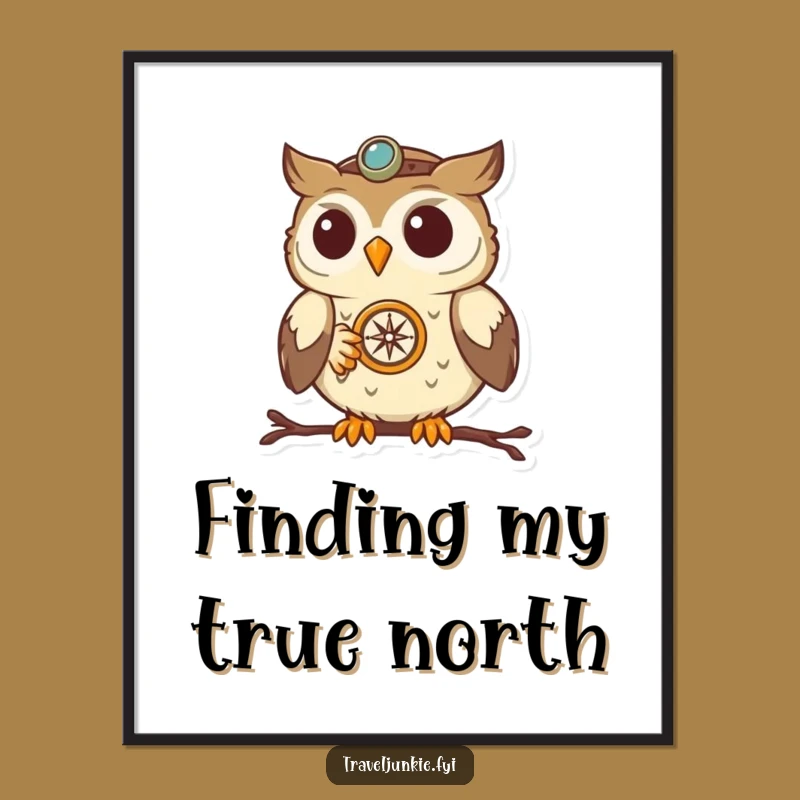 Funny Owl Navigator Digital Print: High-resolution art of a determined bird, perfect funny gift