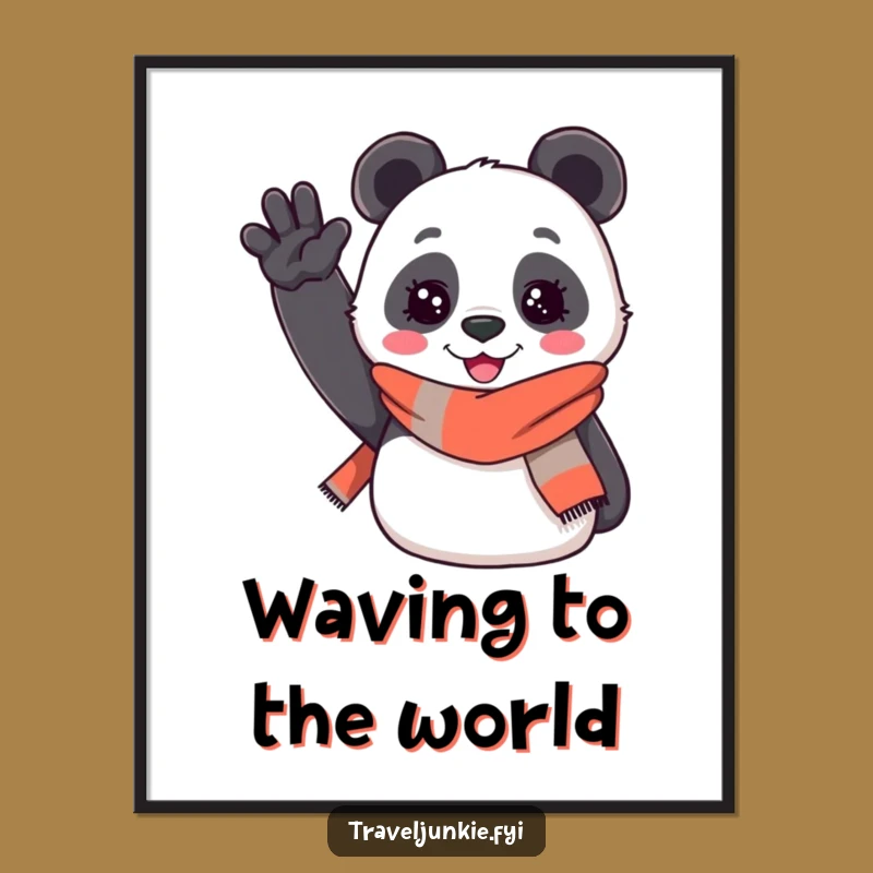 Funny Panda Hello Digital Print: Cheerful Art with Welcoming Humor, Unique Gift