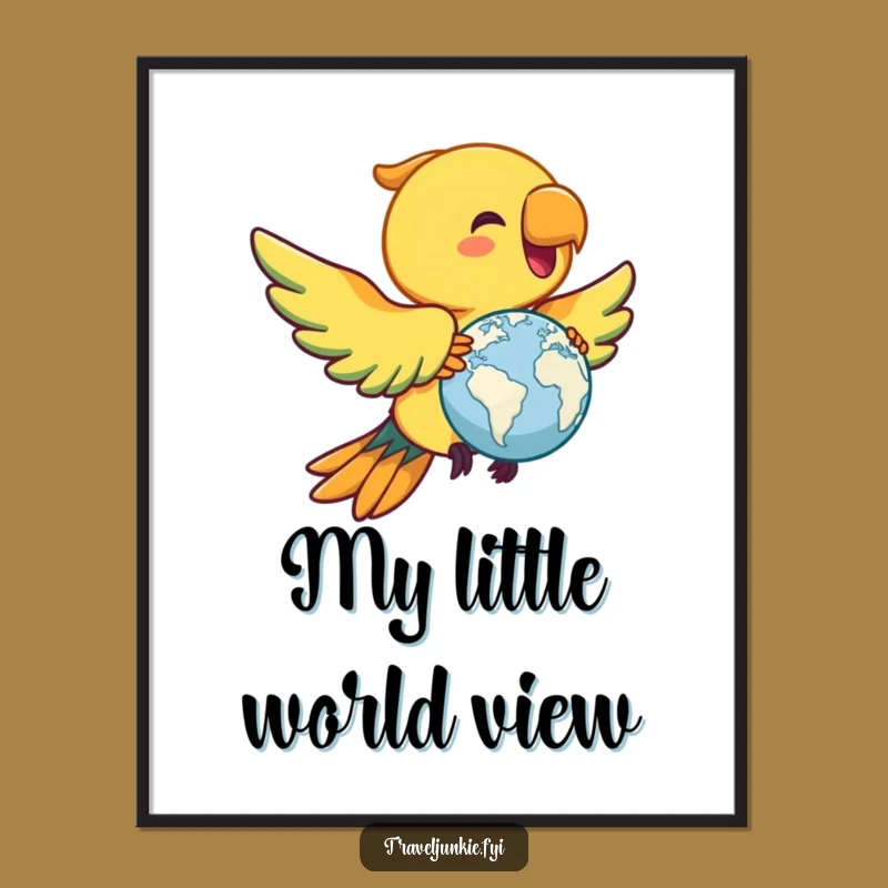 Funny Parrot Globe Digital Print: Instant Whimsical Decor!