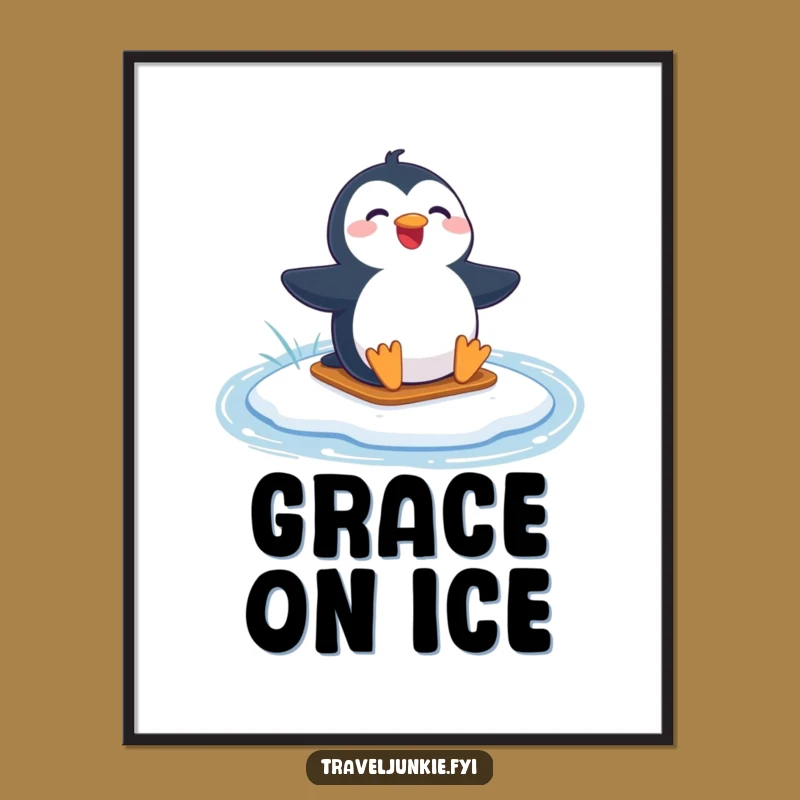 Funny Penguin Lake Slide Digital Art - Joyful Fun, Perfect Funny Gift