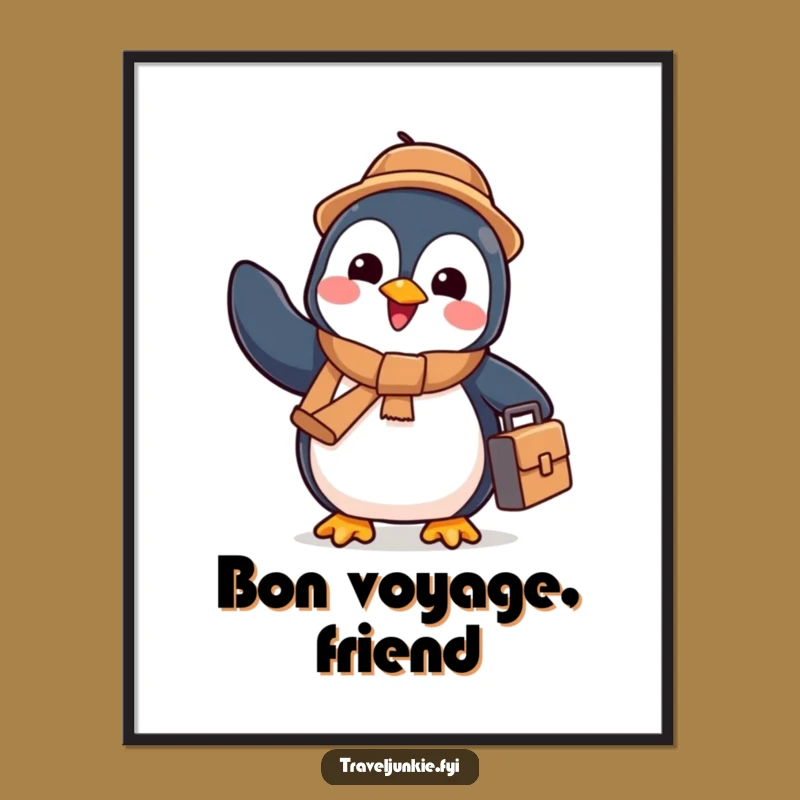 Funny Penguin's Digital Art: Cheerful Farewell Print, Perfect Humorous Gift Download