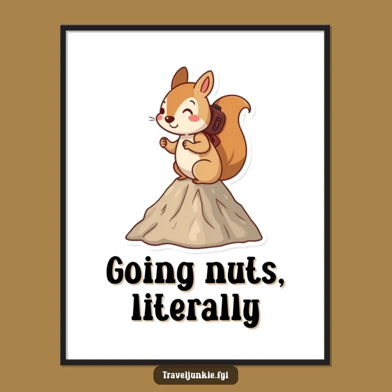 Funny Squirrel Mountain Hike Digital Art - Adventurous Decor Gift File