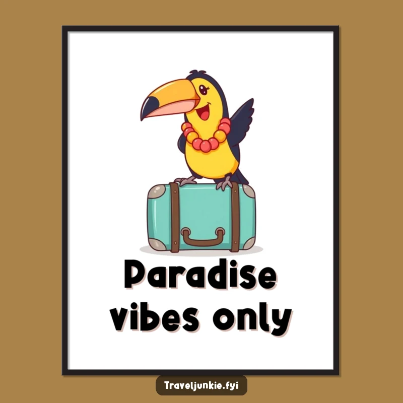Funny Toucan Suitcase Digital Print: Joyful Tropical Traveler Decor Gift!